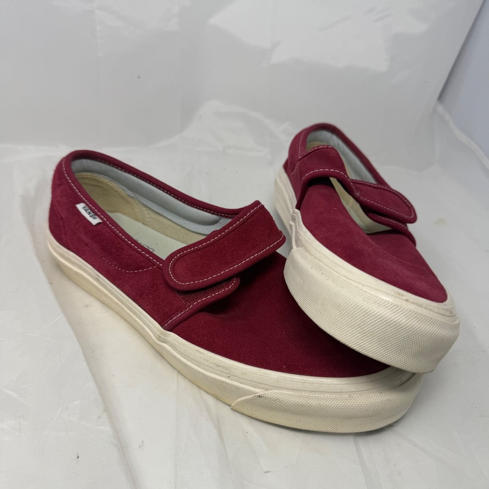 Vans Style 47 Burgundy Red Suede UltraCush Slip On Strap Sneakers Mens 8.5 W 10